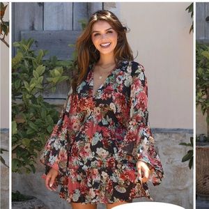 Vici floral smocked mini dress